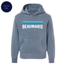 Load image into Gallery viewer, Youth Vintage Blue Beaumaris Stripe Logo Hoodie
